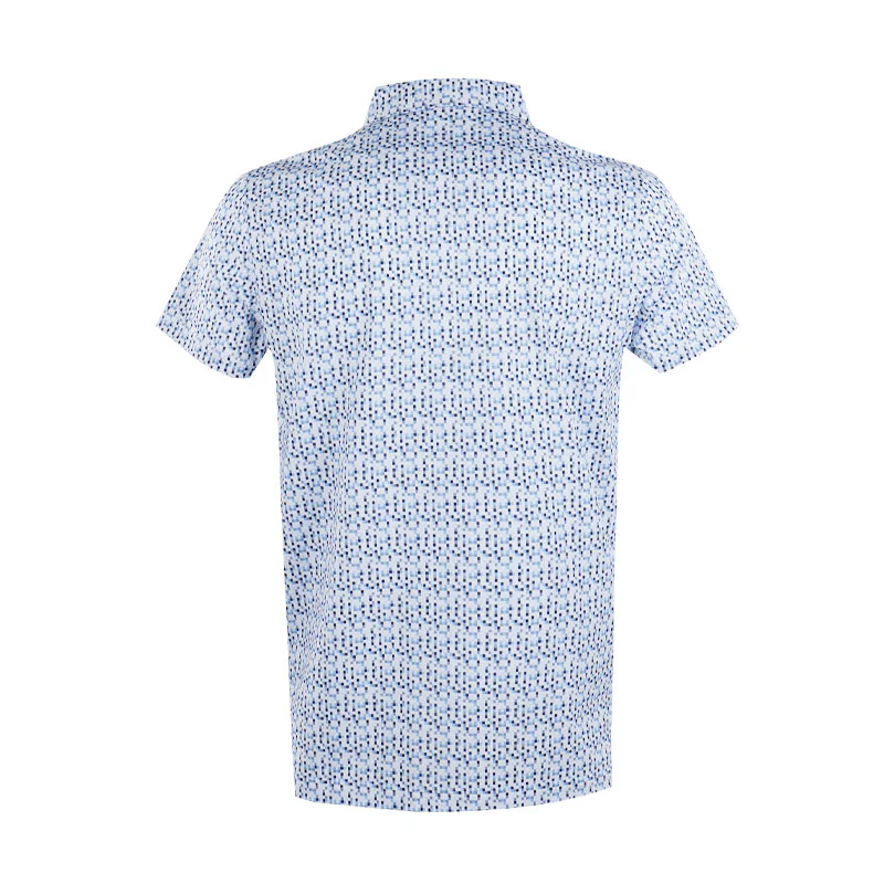 CUTTER & BUCK Mercerized Diamond Print Men's Polo (White/Blue) - Image 2