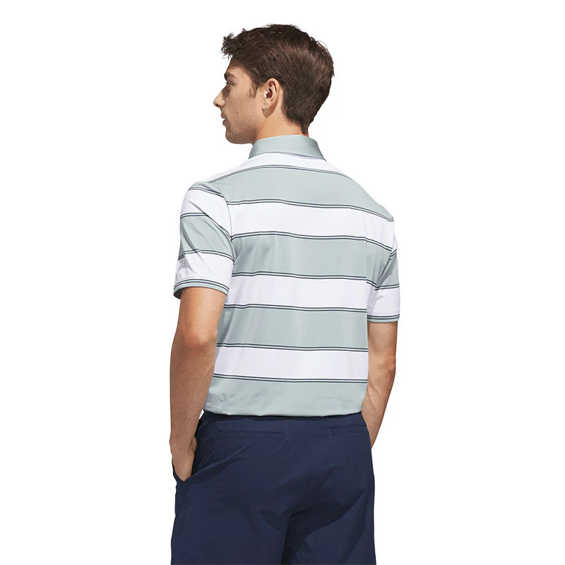 ADIDAS Ultimate365+ Jumbo Stripe Climacool Men's Polo (White/Green) - Image 2