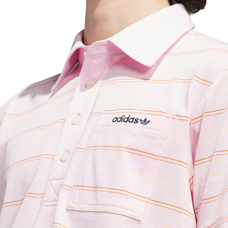 ADIDAS Originals Archive Stripe Men's Polo (Pink) - Image 4