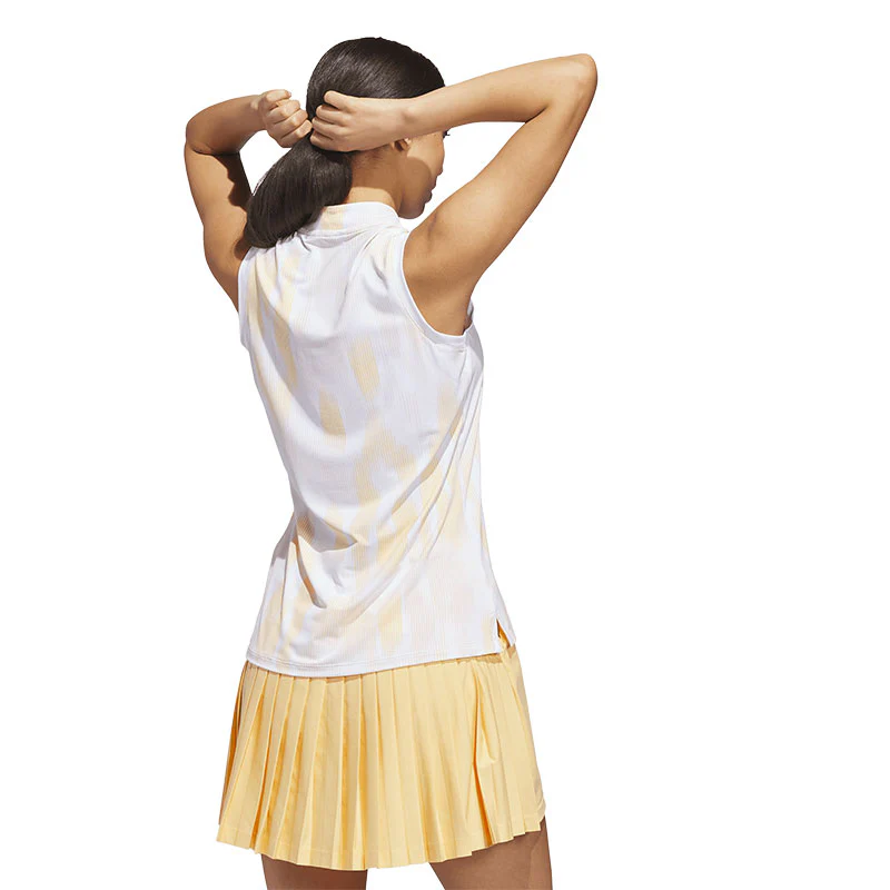 ADIDAS Ultimate365 Tour Printed Women's Sleeveless Polo (Orange) - Image 2