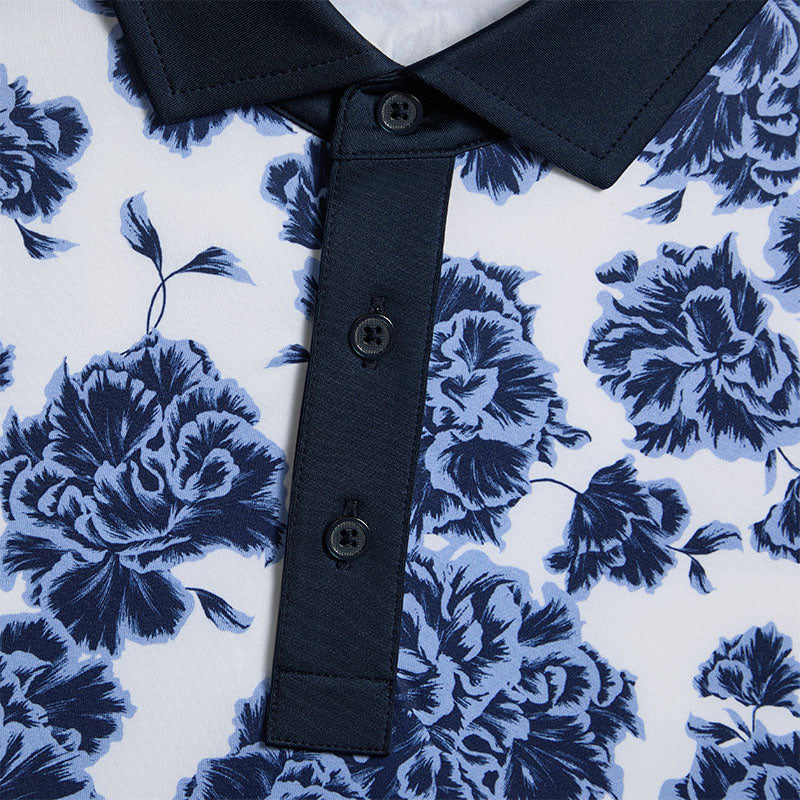 GFORE Stamped Floral Men's Tech Jersey Polo (Willow) - Image 3