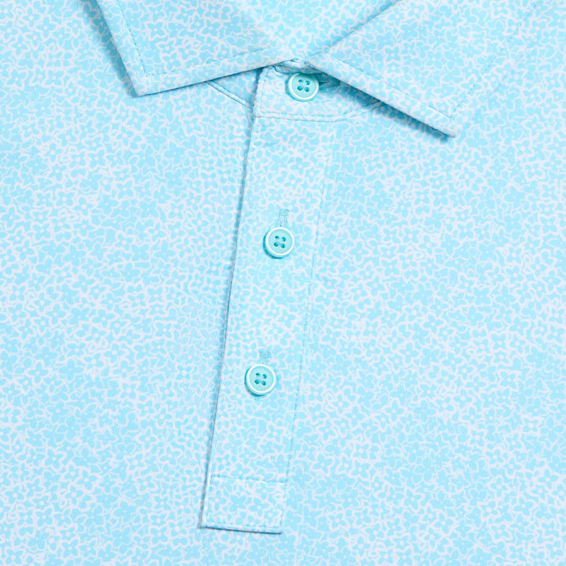 GFORE Hydrangea Print Men's Tech Jersey Polo (Cenote) - Image 3
