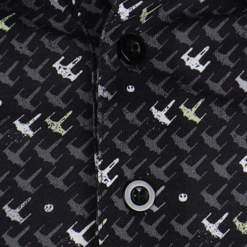 DISNEY Mercerized Aircraft Print Men's Polo (Black) - Image 3
