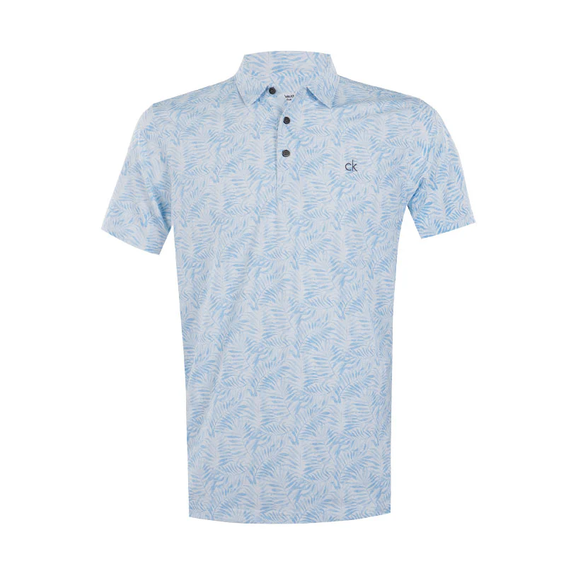 CALVIN KLEIN Palm Print Men's Polo (Dusty Blue)