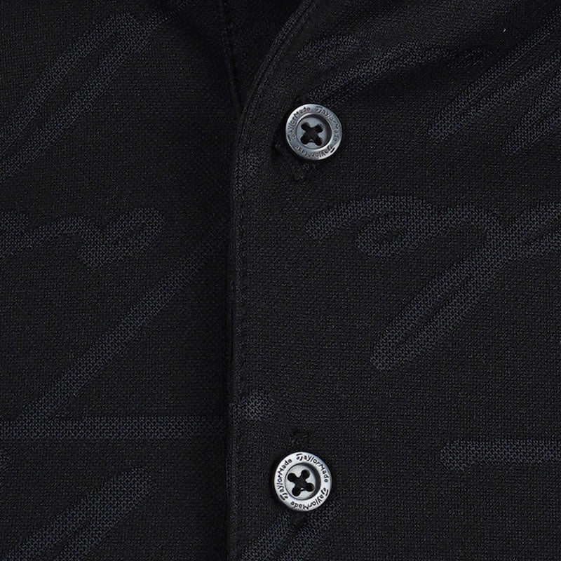 TAYLORMADE Script Jacquard Men's Polo (Black) - Image 3