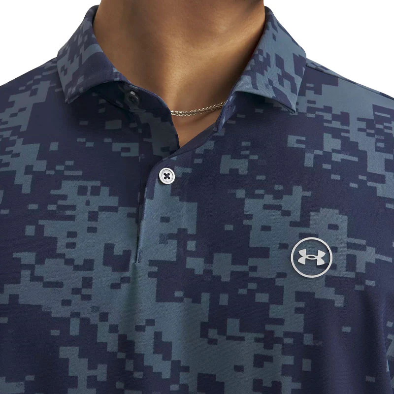 UNDER ARMOUR Drive Chill Printed Men's Polo (Blue/Grey) - Image 3