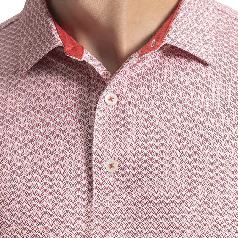 FOOTJOY Scallop Geo Pique Men's Polo (Red) - Image 3