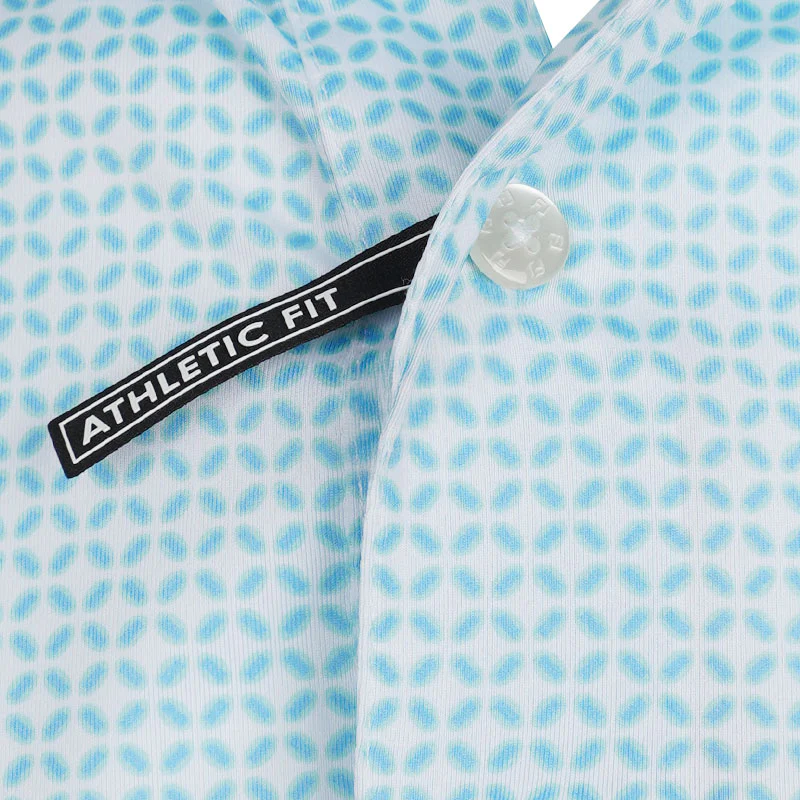 FOOTJOY Ellipse Print Lisle Men's Polo (White/Blue) - Image 3