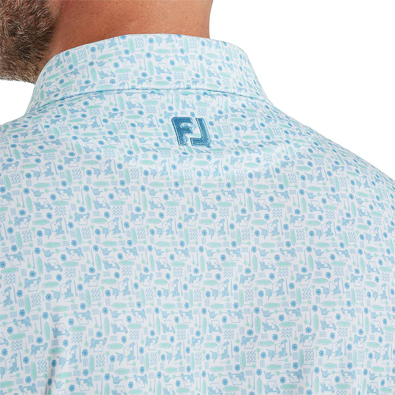 FOOTJOY Surfs Up Print Lisle Men's Polo (Deep Reef) - Image 4