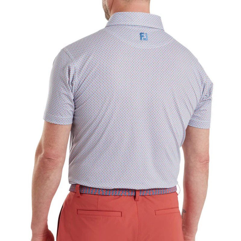 FOOTJOY Nautical Flag Print Lisle Men's Polo (Red/Blue) - Image 4