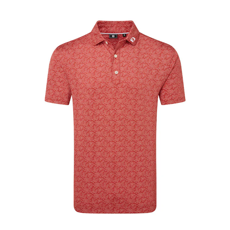 FOOTJOY Wingtip Floral Lisle Men's Polo (Red)