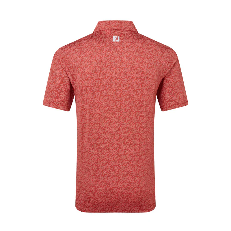 FOOTJOY Wingtip Floral Lisle Men's Polo (Red) - Image 2