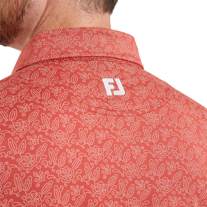 FOOTJOY Wingtip Floral Lisle Men's Polo (Red) - Image 4