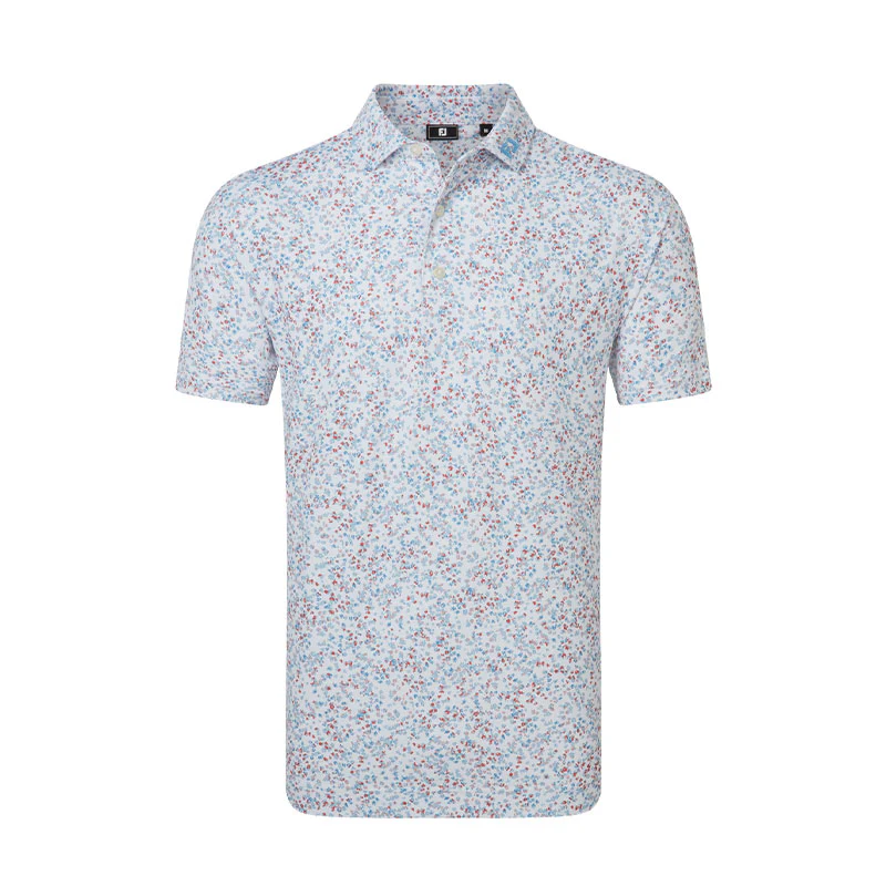FOOTJOY Watercolor Floral Print Pique Men's Polo (White)