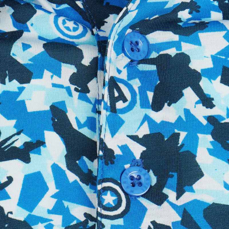 DISNEY Avengers Print Men's Polo (Multi Blue) - Image 3