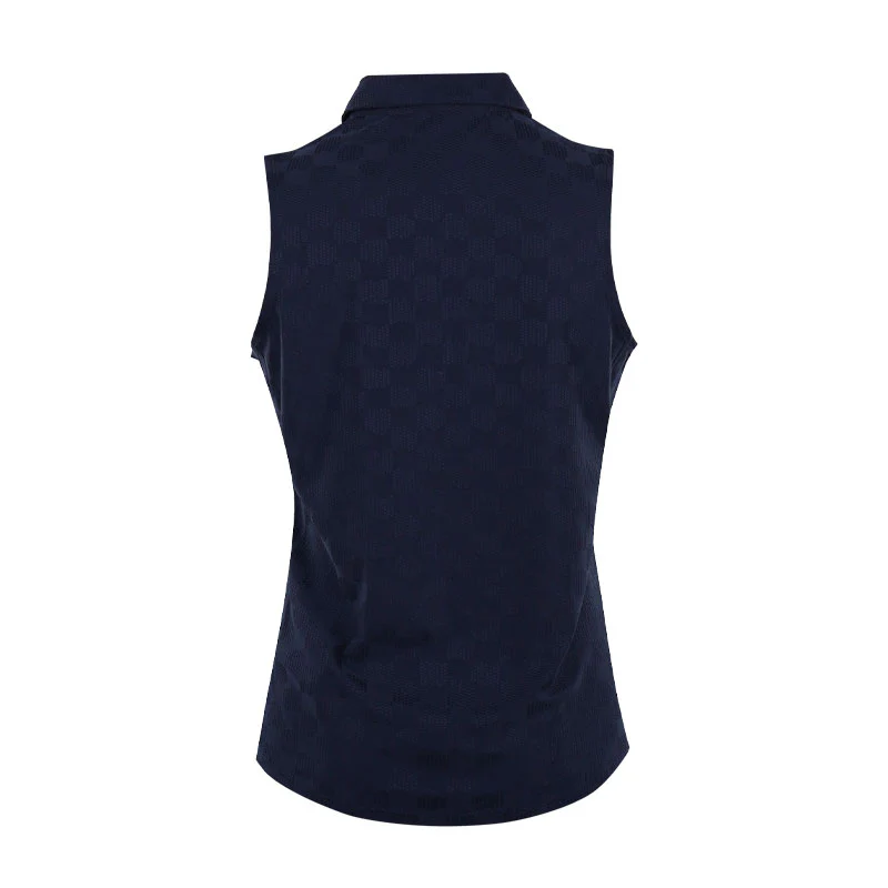PUMA Check Jacquard Women's Sleeveless Polo (Deep Navy) - Image 2