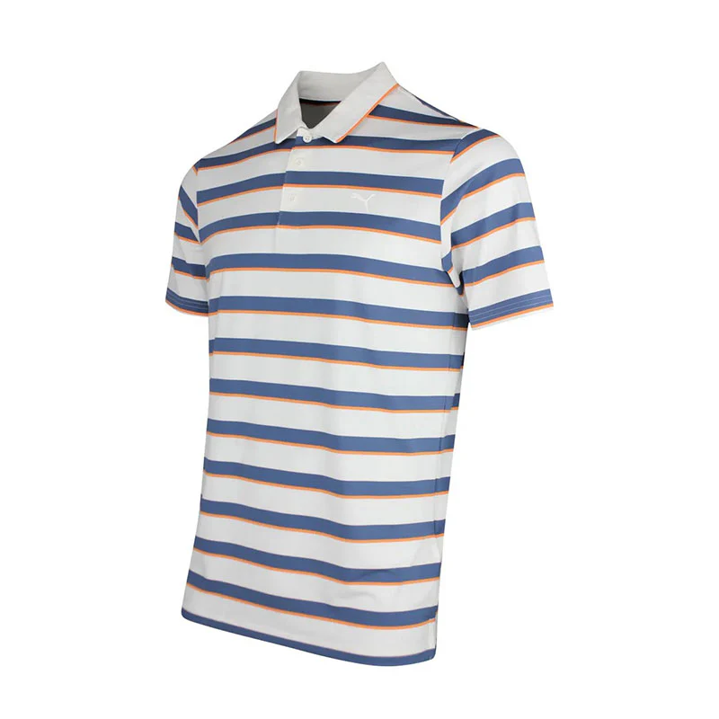 PUMA CLOUDSPUN Stripe Men's Polo (White/Indigo) - Image 3