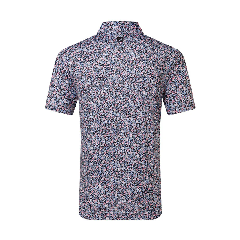 FOOTJOY Meadow Print Lisle Men's Polo (Black/Purple) - Image 2