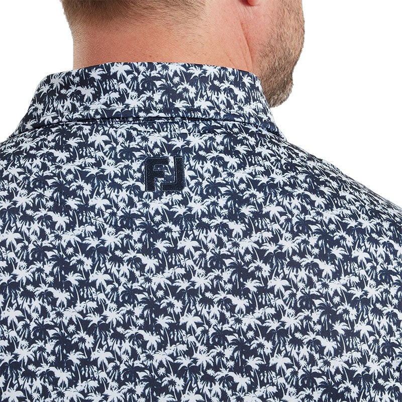 FOOTJOY Hidden Palm Print Lisle Men's Polo (Navy) - Image 4