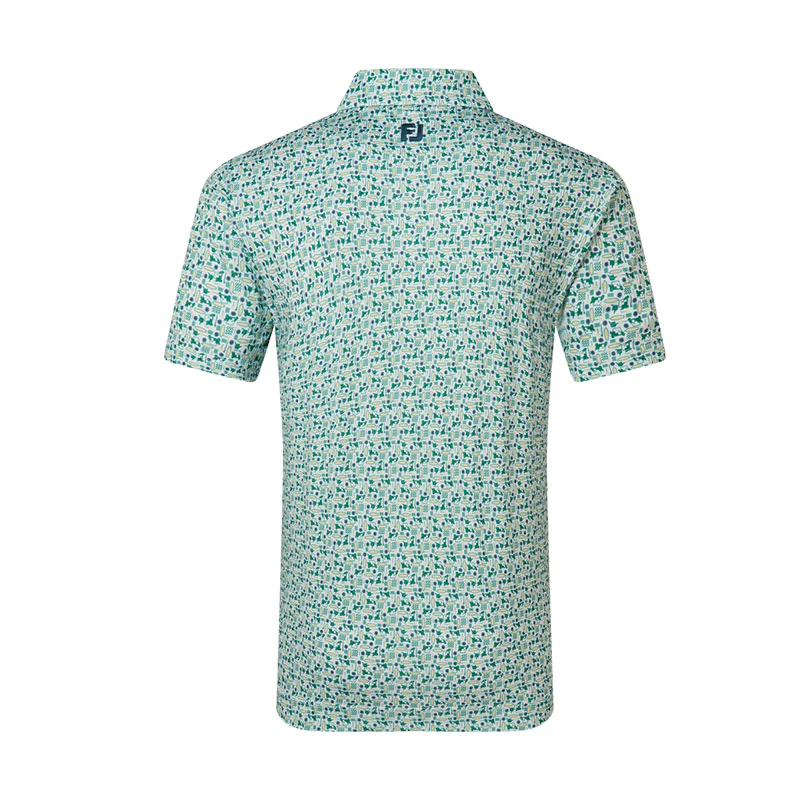 FOOTJOY Surfs Up Print Lisle Men's Polo (Green) - Image 2