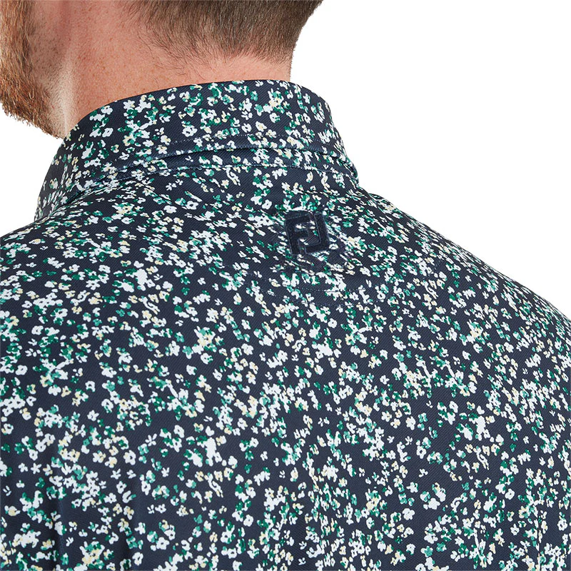 FOOTJOY Watercolor Floral Print Pique Men's Polo (Navy) - Image 4