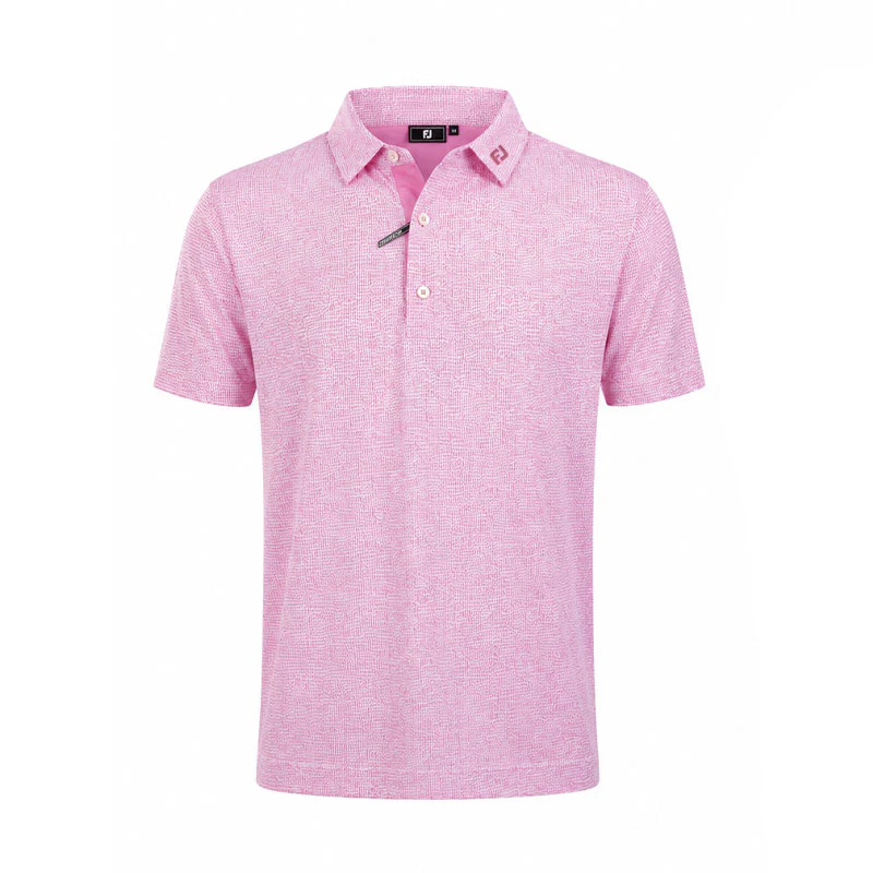 FOOTJOY Seersucker Print Lisle Men's Polo (Pink)