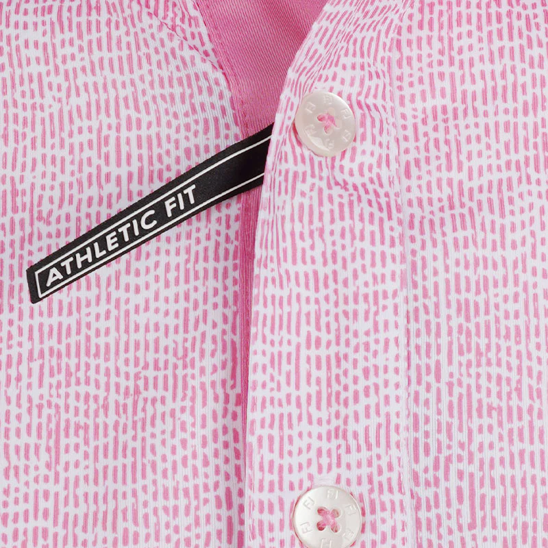 FOOTJOY Seersucker Print Lisle Men's Polo (Pink) - Image 3