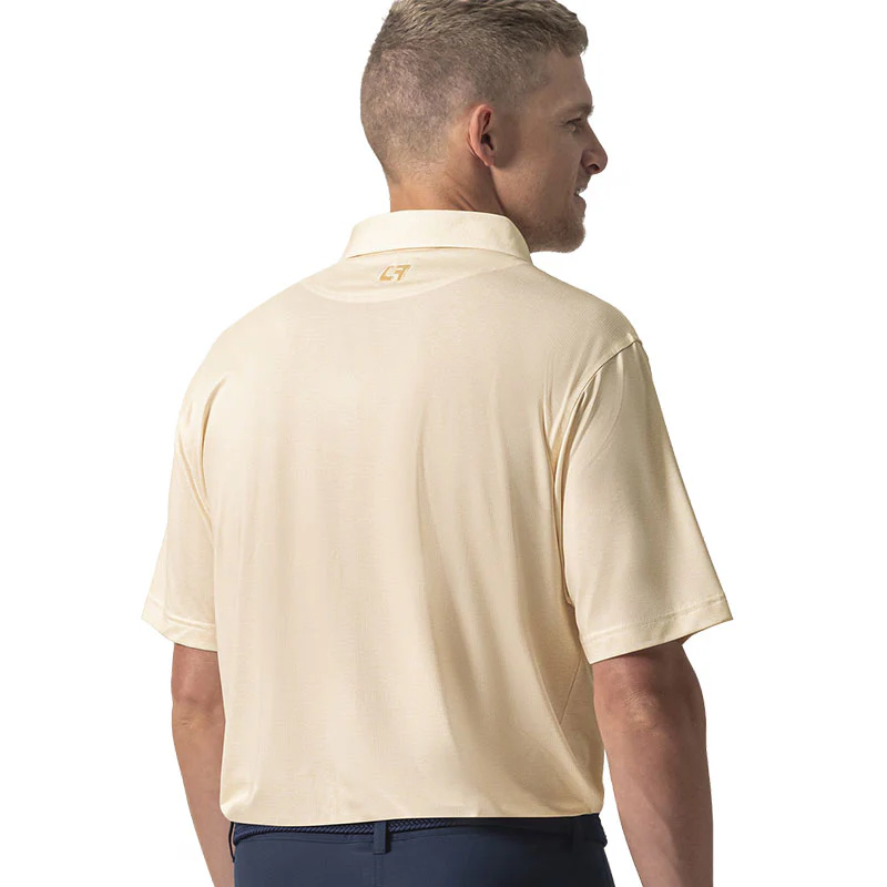FOOTJOY Seersucker Print Lisle Men's Polo (Sunshine) - Image 4