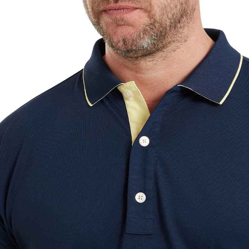 FOOTJOY Wordmark Pique Men's Polo (Navy) - Image 3