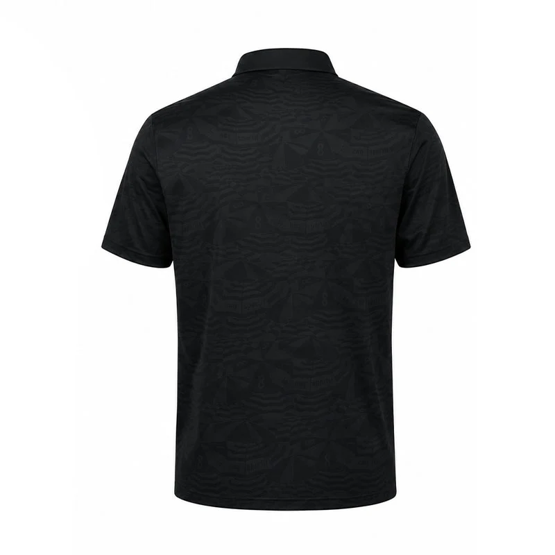 LE COQ SPORTIF GOLF Stretch Marine Parasol Jacquard Men's Polo (Black) - Image 2