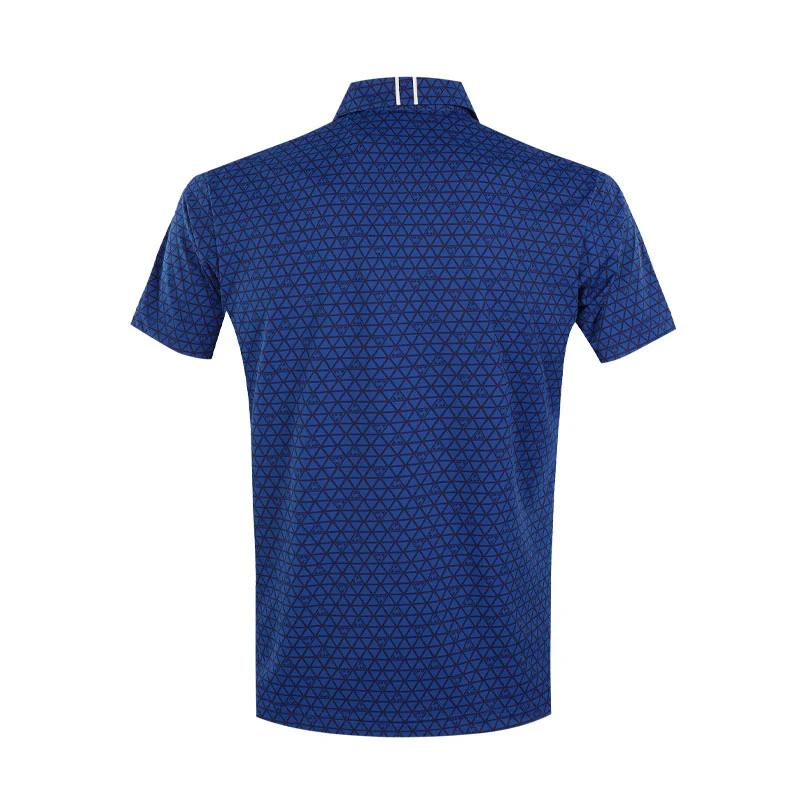 LE COQ SPORTIF GOLF Checkered Pattern Men's Polo (Blue) - Image 2