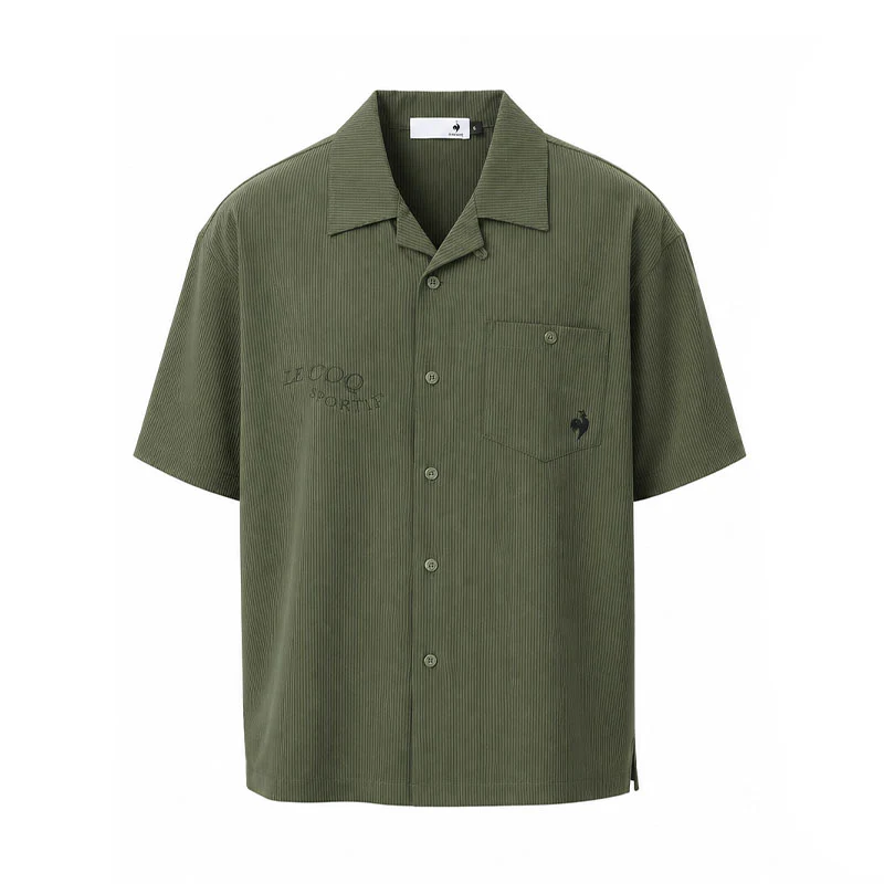LE COQ SPORTIF GOLF Soccer Stripe Open-Collar Men's Polo (Khaki)