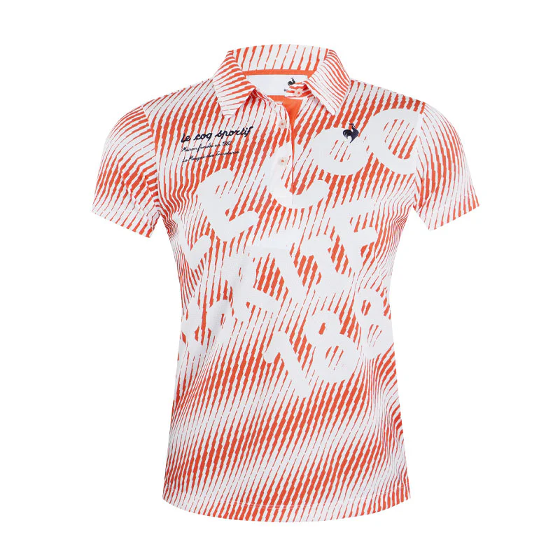 LE COQ SPORTIF GOLF Diagonal Pattern Women's Polo (Orange)