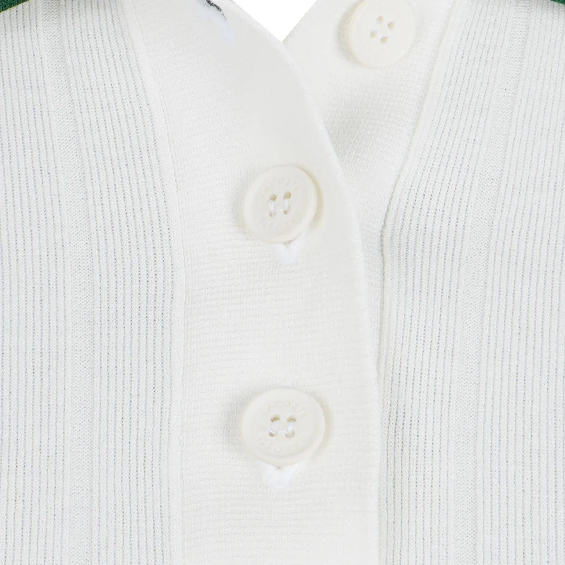 LACOSTE Polo Collar Women's Sweater (Flour/Green) - Image 3