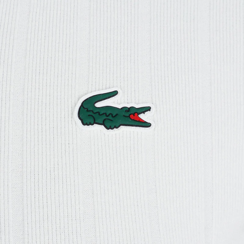 LACOSTE Polo Collar Women's Sweater (Flour/Green) - Image 4