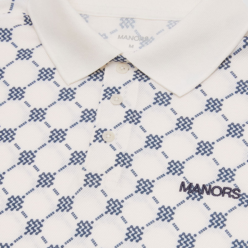 MANORS G.O.A.T Pique Monogram Men's Polo (Cream) - Image 3