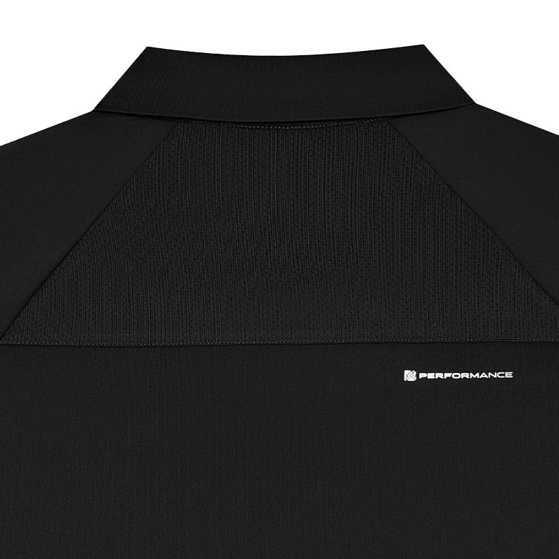 MALBON GOLF Performance Zip Raglan Men's Polo (Black) - Image 4