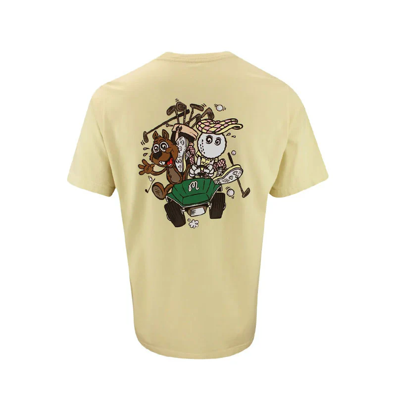 MALBON GOLF Two Man Scramble Men's T-Shirt (Light Khaki) - Image 2