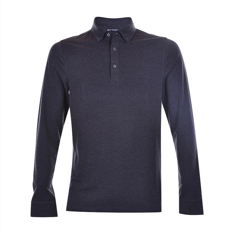 CUTTER & BUCK Advantage Jersey Men's Longsleeve Polo (Black Heather) - Image 4