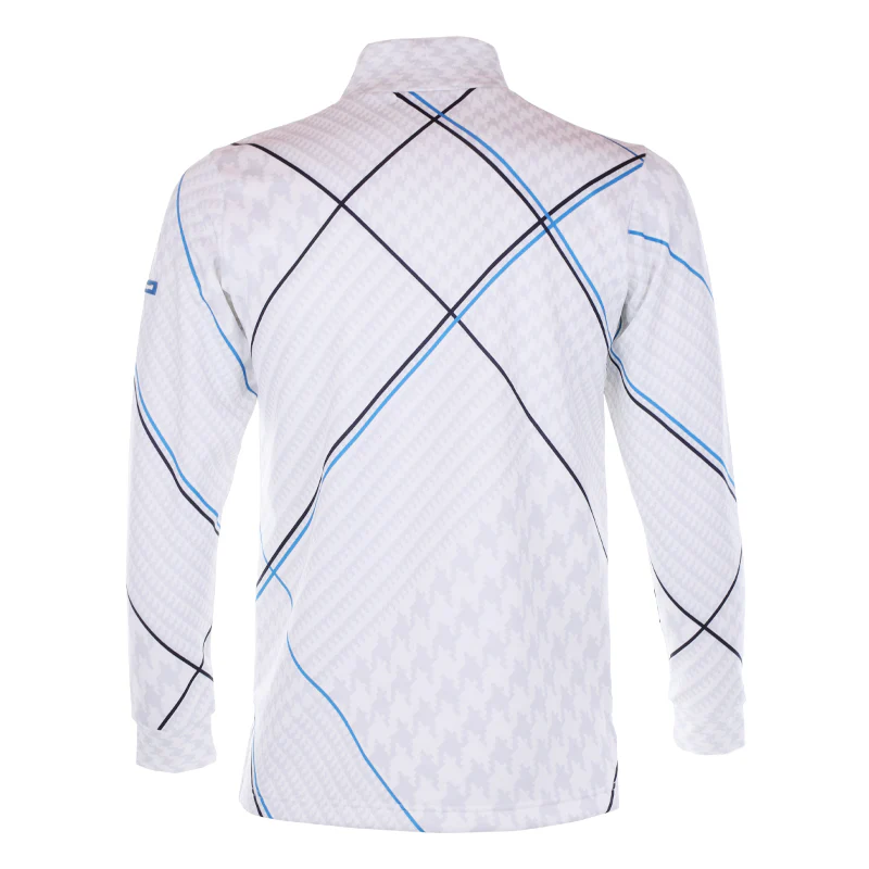 LE COQ SPORTIF GOLF Plaid High Neck Men's Longsleeve Shirt (White) - Image 2