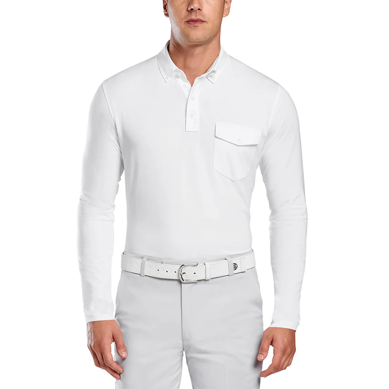 GFORE Luxe Men's Long Sleeve Polo (Snow) - Image 4
