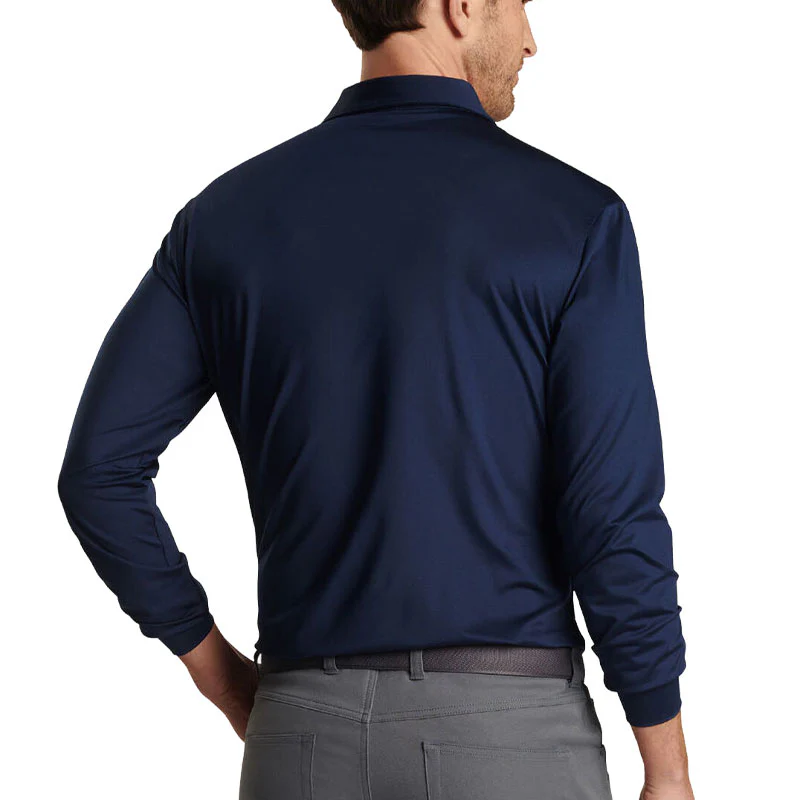 PETER MILLAR Stretch Jersey Men's Long Sleeve Polo (Navy) - Image 2