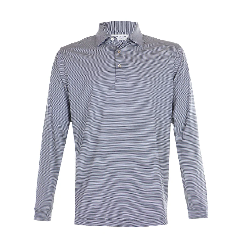 PETER MILLAR Jubilee Stripe Men's Long Sleeve Polo (Navy)