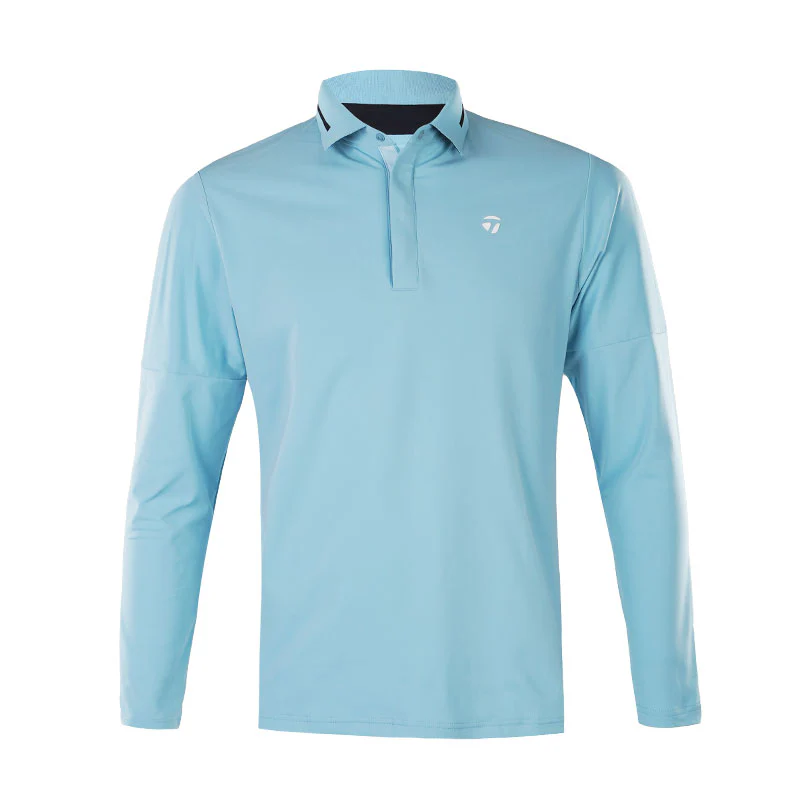 TAYLORMADE Blushed Men's Long Sleeve Polo (Azure Blue)