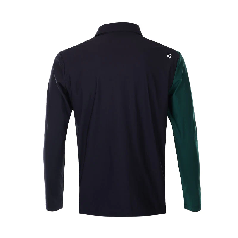 TAYLORMADE Color Block Men's Long Sleeve Polo (Navy) - Image 2
