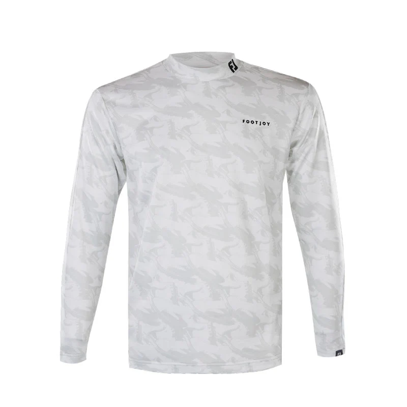 FOOTJOY Japan Footwear Motif Print Men?s Long Sleeve Mock Shirt (White)