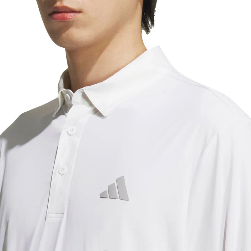 ADIDAS Ultimate365 3-Stripes Men's Long Sleeve Polo (White) - Image 3