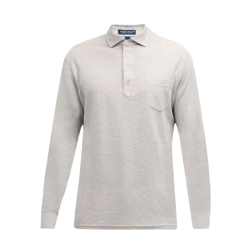 PETER MILLAR Croxley Men's Long Sleeve Polo (British Grey)