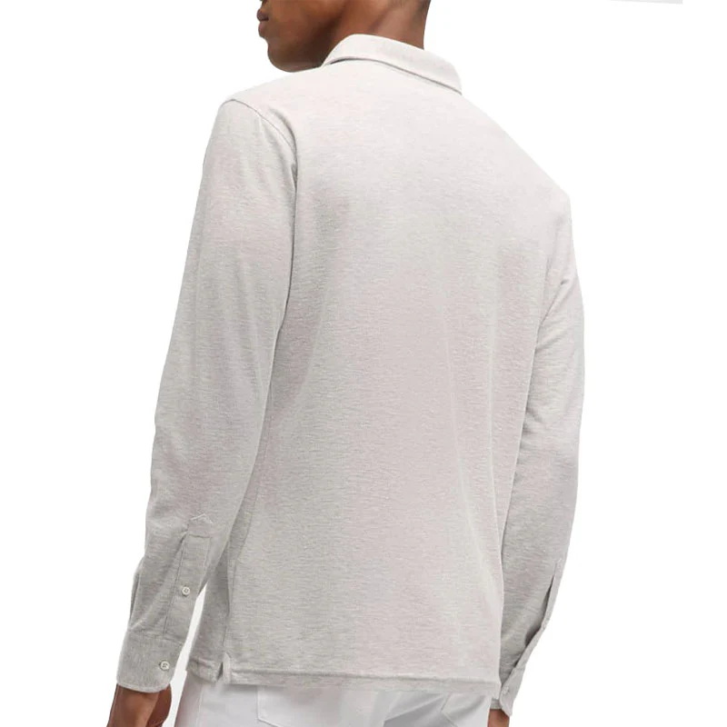 PETER MILLAR Croxley Men's Long Sleeve Polo (British Grey) - Image 2