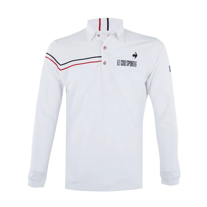 LE COQ SPORTIF GOLF Pique Men's Long Sleeve Polo (White)